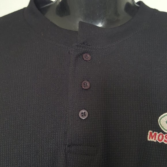 Black Button Collar Mossy Oak Long Sleeve Slip On Pull Over Shirt Mens Size XL - Picture 4 of 8